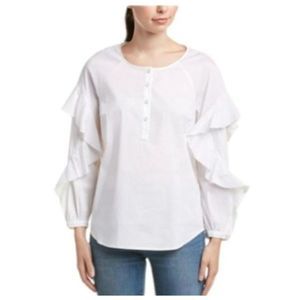 Splendid Ruffle Sleeve Placket Shirt  Blouse Top